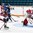 KAMLOOPS, BC - APRIL 1: The puck hits the crossbar over Czech Republic's Klara Peslarova #29 while Petra Herzigova #6, Pavlina Horalkova #17, and Finland's Sara Sakkinen #23 looks on during quarterfinal round action at the 2016 IIHF Ice Hockey Women's World Championship. (Photo by Matt Zambonin/HHOF-IIHF Images)

